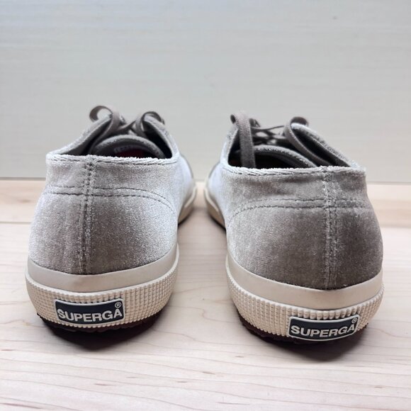 Superga Crushed Velvet Sneakers Light Grey Size 9 - Picture 6 of 9